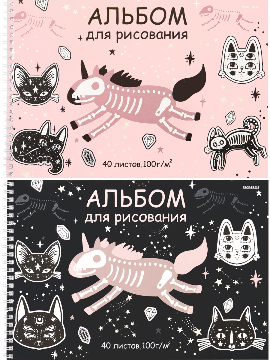 

Альбом для рисования А4 40л гребень Коты и единорог 100г/м2 ПРОФ-ПРЕСС 40-5129 (жен)