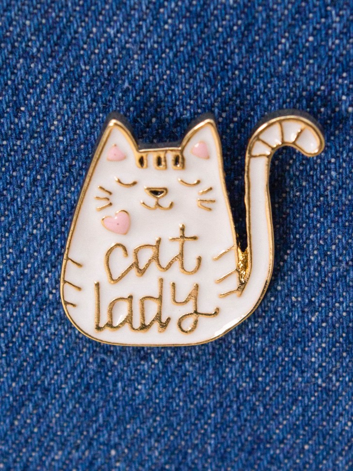 Значок Мини Cat lady white 111₽