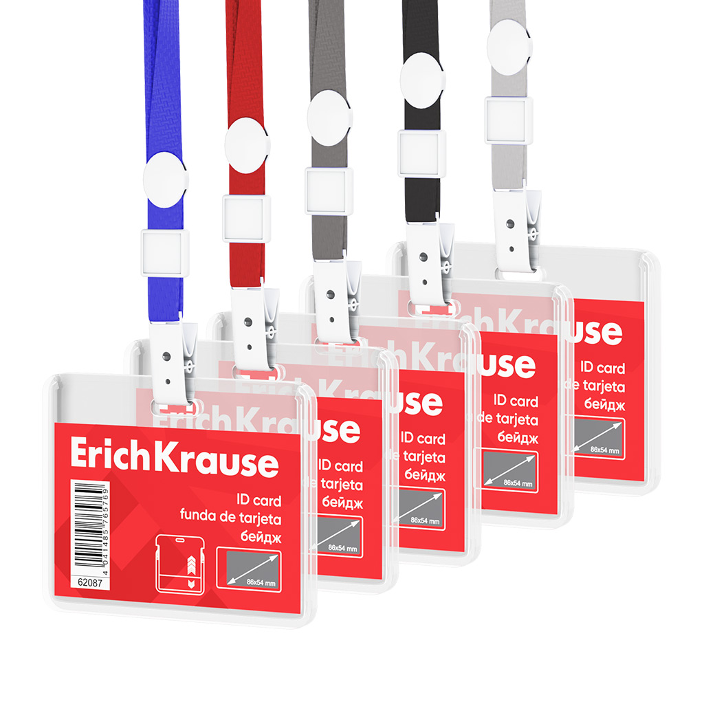 

Бейдж горизонтальный 90х120мм пластик на ленте слайдер ассорти ERICH KRAUSE 62087