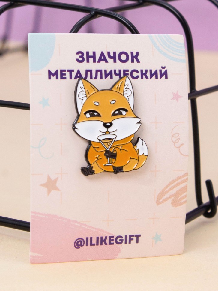 

Значок металлический Playful fox