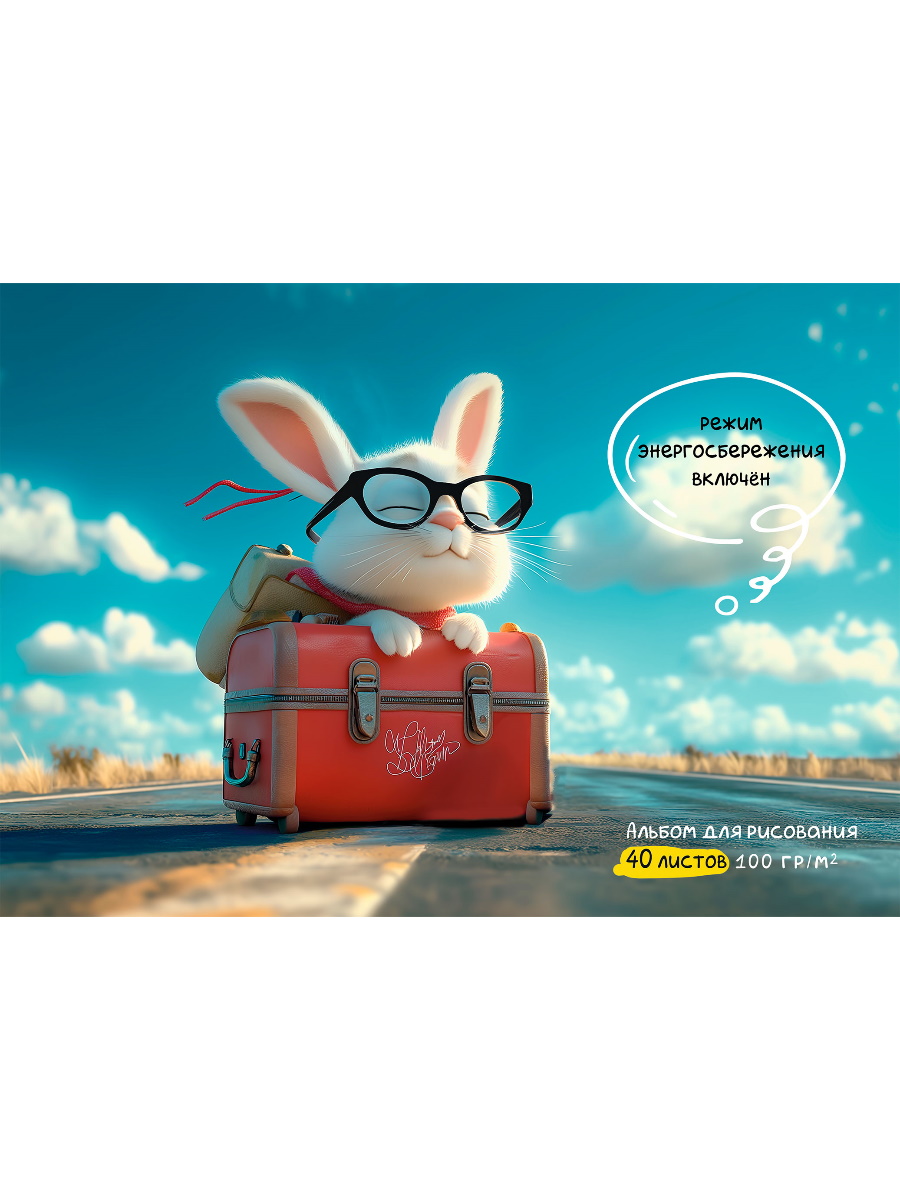 

Альбом для рисования А4 40л гребень Зайка-путешественник 100г/м2 PROF-PRESS 40-9016 (уни)