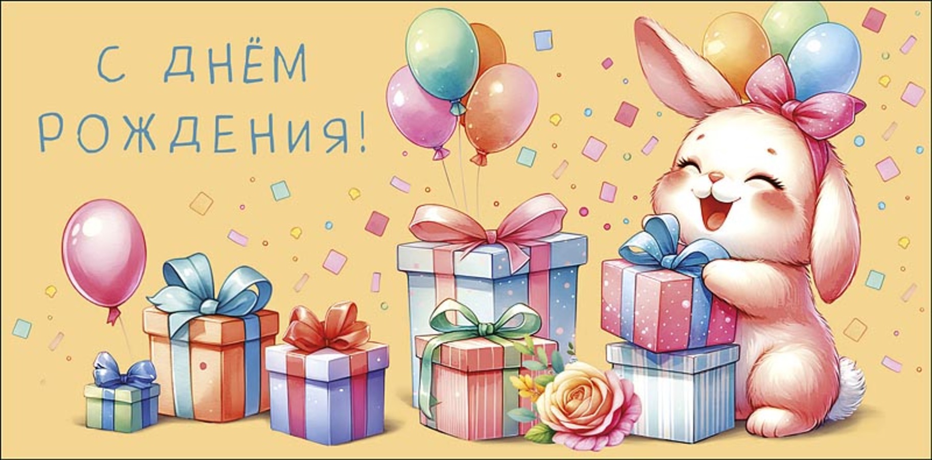 

0320.413 Конверт для денег Евро С Днем Рождения! (жен) С текстом Блестки