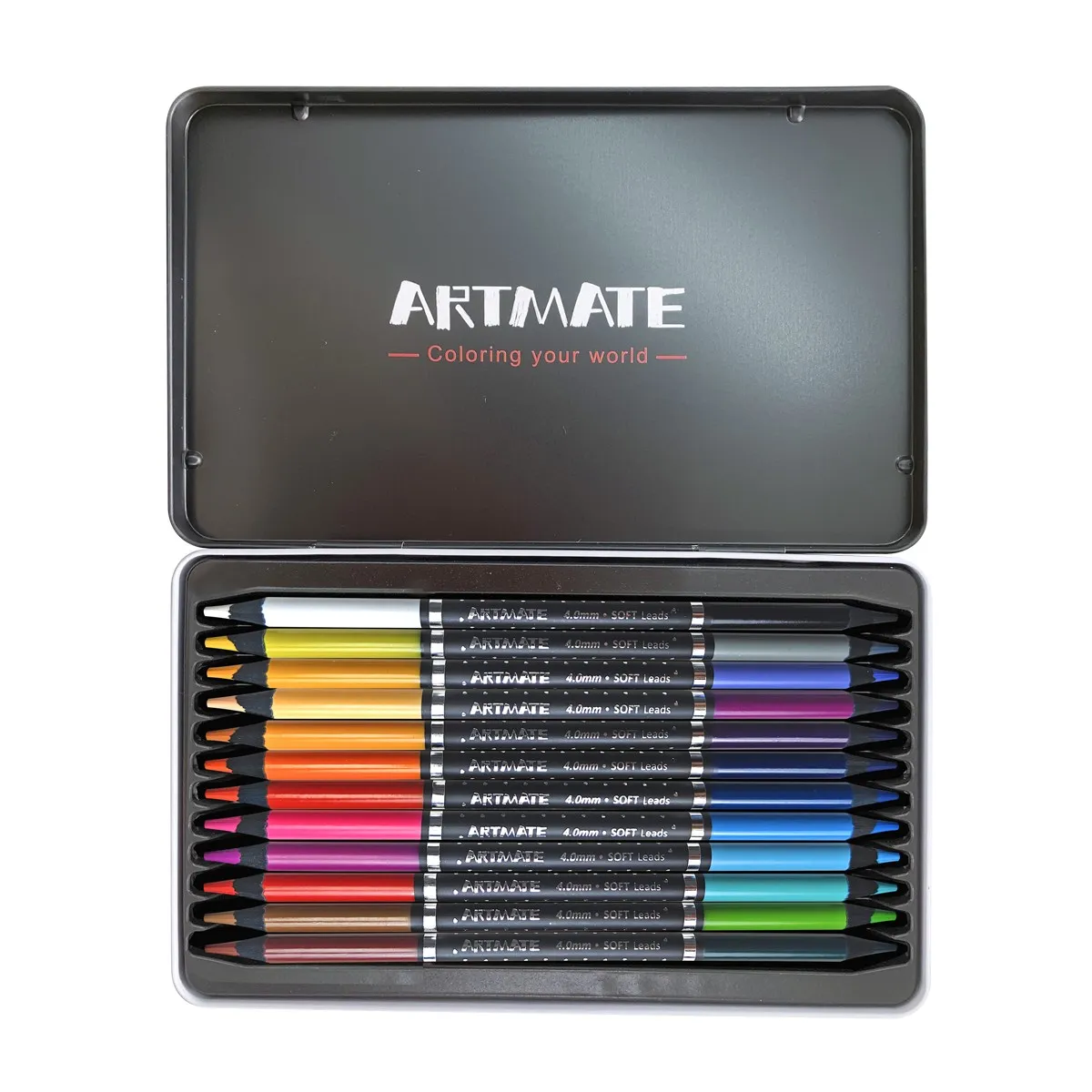 

Карандаши цветные 24цв 12шт круглые дерево двусторонние Blackwood Artmate металл.уп. ACMELIAE 43076