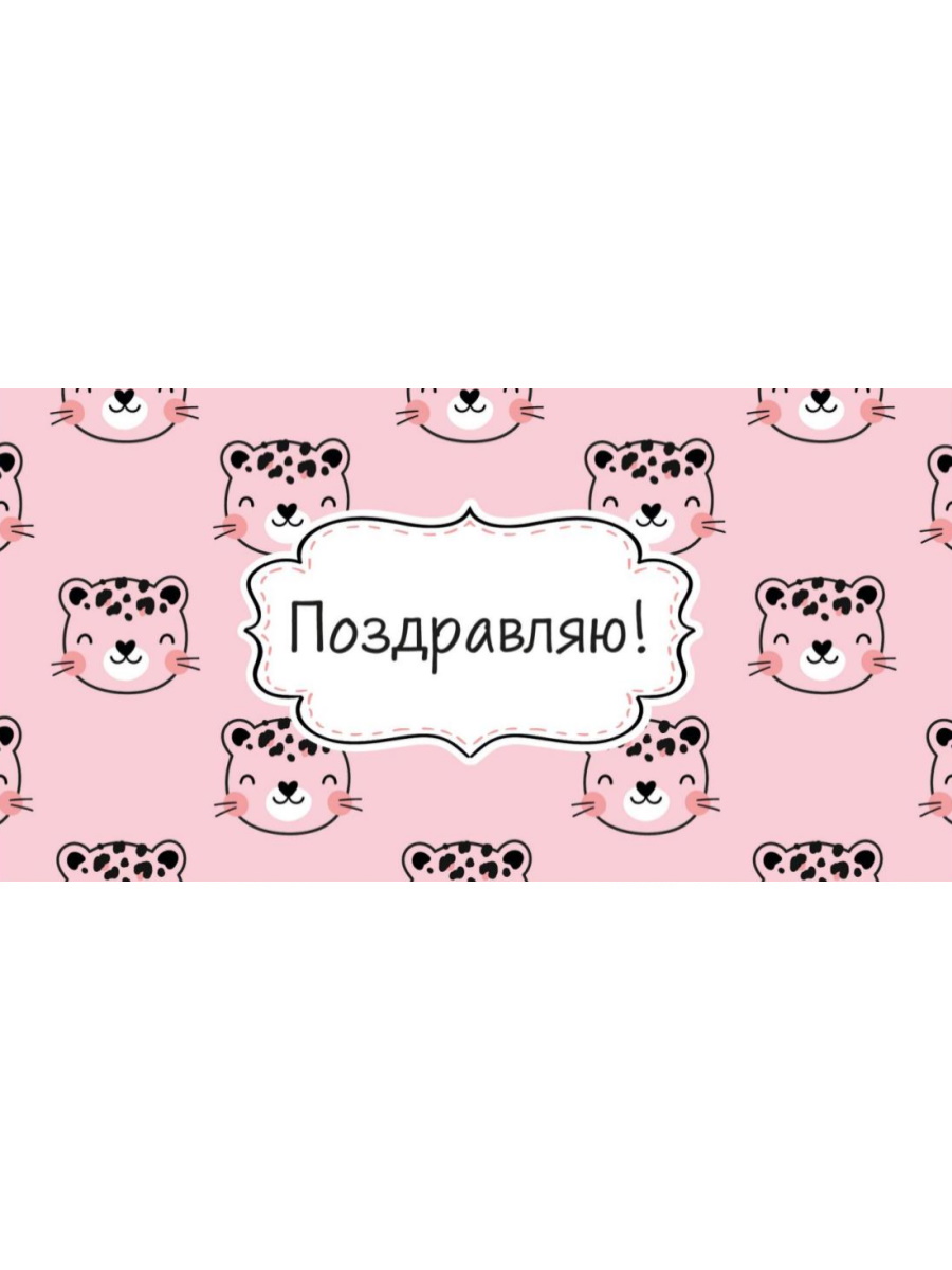

1-04-0542 Конверт для денег Евро Поздравляю! милый леопард (жен)