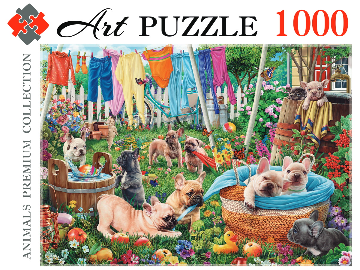 

Пазлы 1000 элементов Французские бульдоги в саду ARTPUZZLE Ф1000-0466
