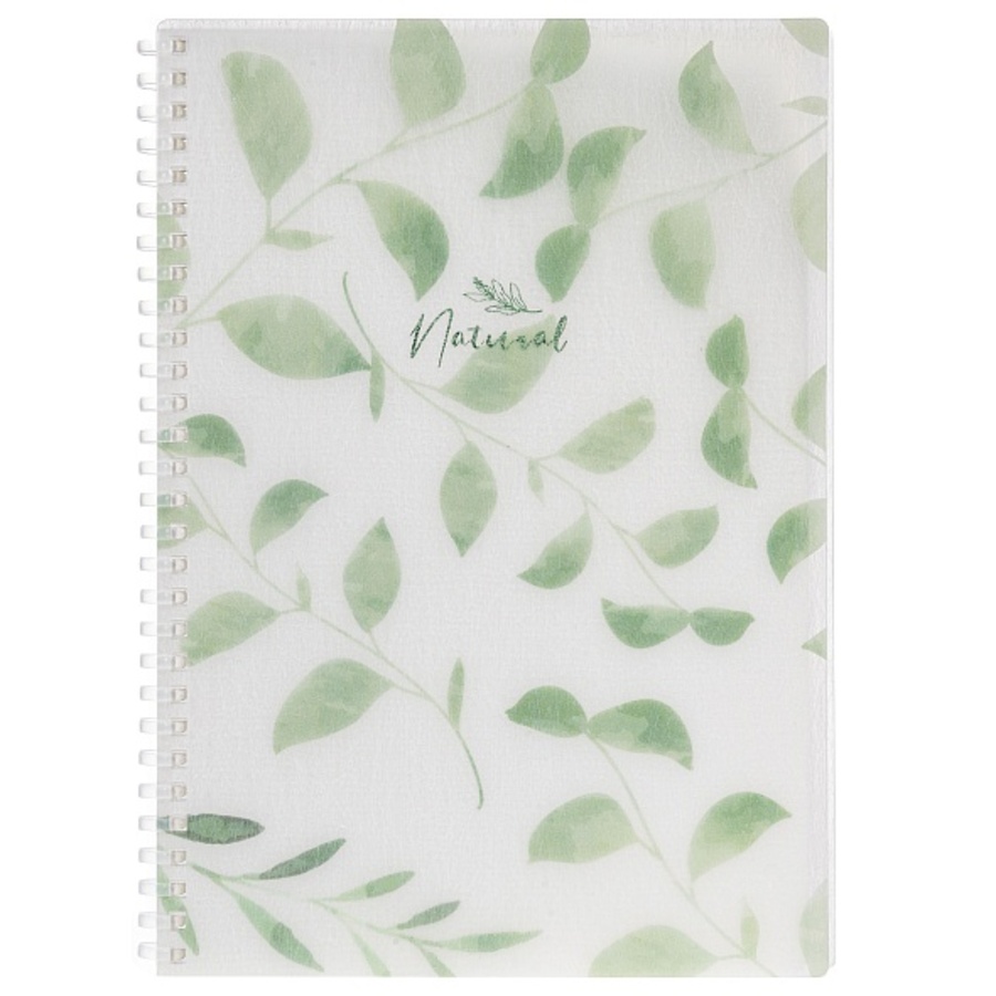 

Тетрадь В5 80л клетка спираль пласт.обл. Natural leaves 80г HATBER 80Т4A1мс_33480